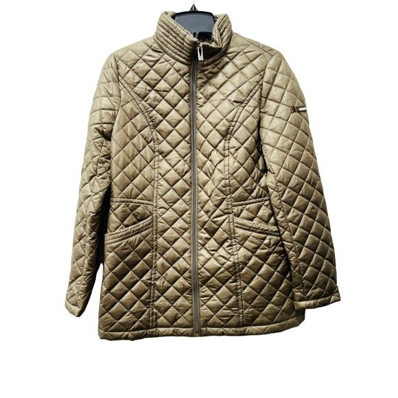 VIA SPIGA Stand Collar Quilted Cozy Zip Up Jacket Women's Size S Green NWT - Picture 1 of 12